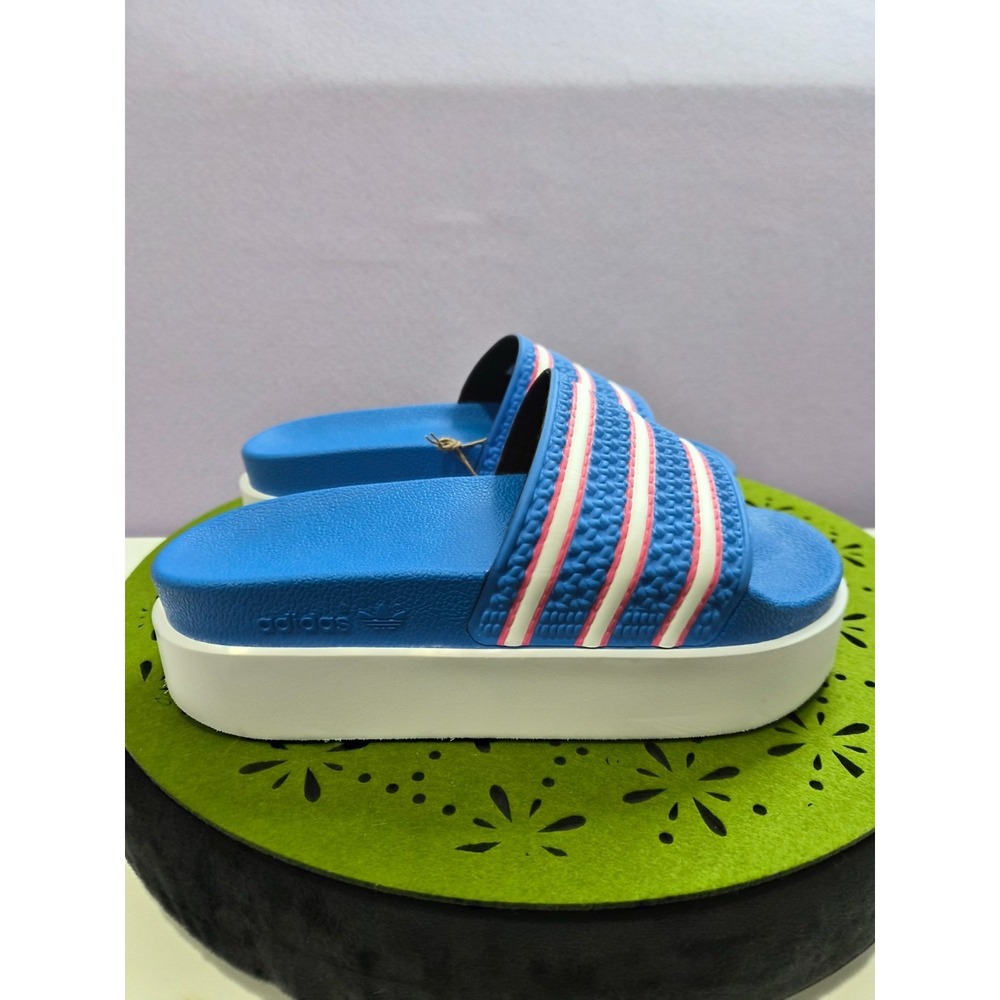 Adidas Adilette Bonega GX9480 Womens 7 Us Sandals Blue Rush Cloud White Slide